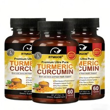 3 Bottles Turmeric Curcumin 2600mg with Ginger  Black Pepper Capsules For Adult