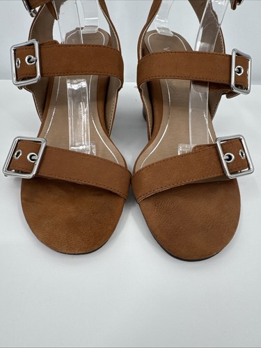 Vionic Carmel Brown Leather 3" Block Heel Ankle Strap Sandals Women’s Size 9 - Picture 3 of 11