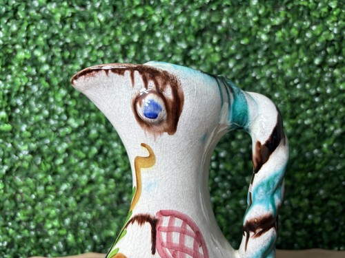 Vintage Nick Kourtzis Colorful Duck Bird Shaped Art Pottery Jug Pitcher 10" - Picture 2 of 13