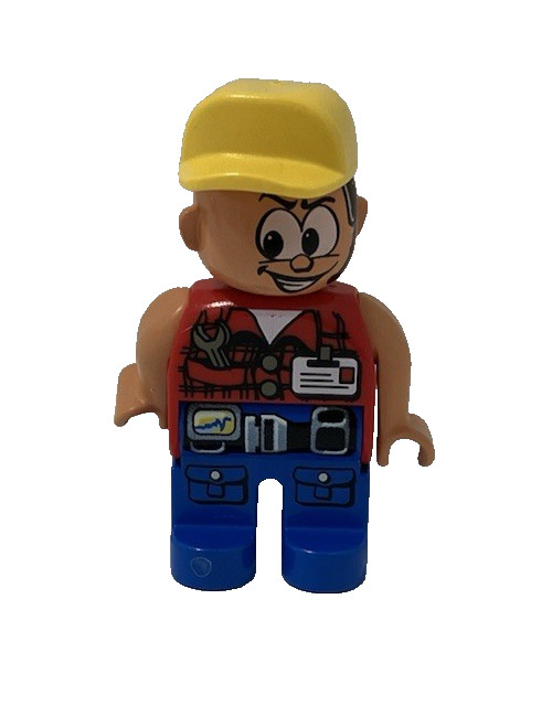 Duplo Contruction Worker Figure - Hard Hat and Red Vest