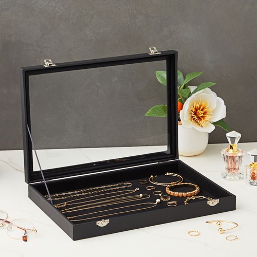 Pequeña caja de exhibición de joyas de terciopelo para anillos, pulseras, collares, venta al por menor - Imagen 2 de 9