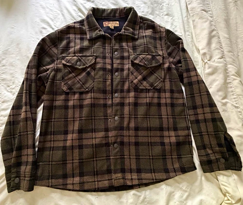 BC Clothing Co Heritage Plaid Button Down Lined Shacket Jacket S Brown & Green video thumbnail