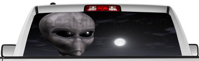 Rear window graphic view thru decal sticker, alien pickup truck SUV Van OTH125