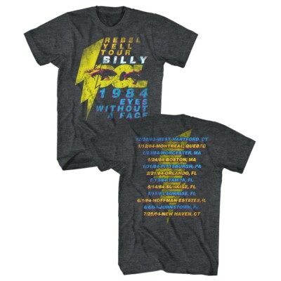 Billy Idol 84 Rebel Yell Dates Eyes Without A Face Double Sided Men's T Shirt 