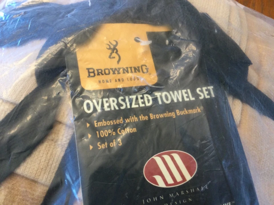 Browning Buckmark Towel Set 3pc Terrycloth Cottage Bath Pool Rustic Cabin Beach - Imagem 2 de 4