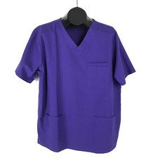 Lands' End Outfitters V-Neck Scrub Top Size Large Purple Pockets Medical Uniform