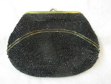 Vintage black gold beaded Evening Purse Clutch MM