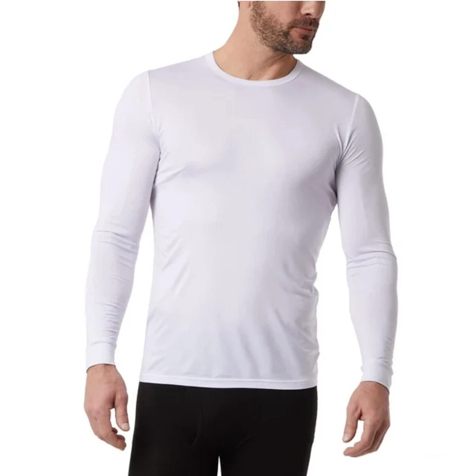 Paquete de 2 camisetas 32 DEGREES Heat para hombre manga larga cuello redondo talla M blancas y grises Foto 2 de 3