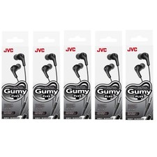 New Free    Lot of 5  JVC Gummy Plus HA-FX7M Headphones Earbuds Black