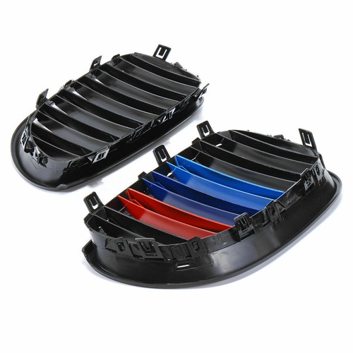 Pair For Bmw E60 E61 5 Series 2003-2010 Gloss Black Front Kidney Grille Grills A - Picture 7 of 11