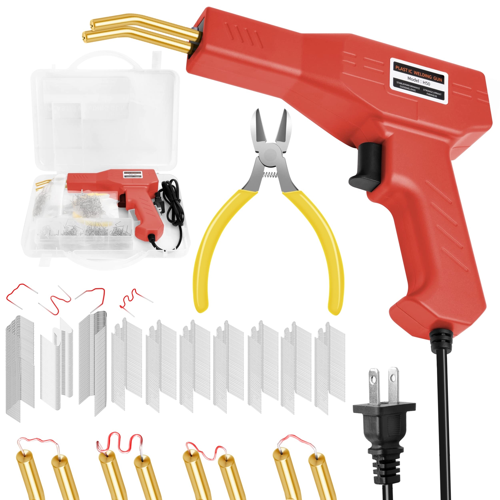 Hot Stapler Plastic Repair Kit with 800PCS Hot Staples, LED Light, 110V Autom...-image