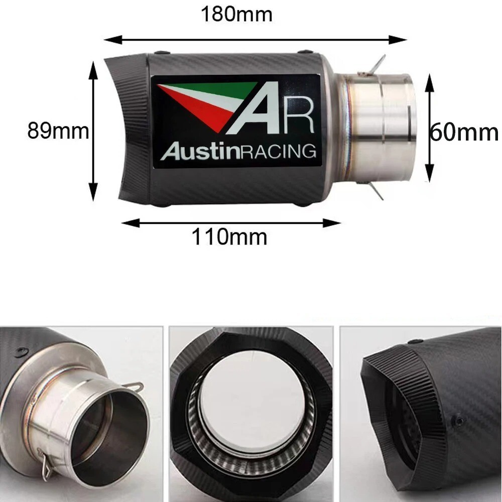 Silencieux echappement 60mm avec DB Killer amovible pour moto R6 R1 S1000RR MT09