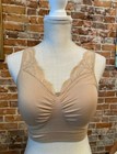 Rhonda Shear Nude Beige Ahh Bra Lace Neckline New Removable Pads
