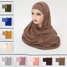 2pcs Muslim Women Chiffon Hijab Sets With Underscarf Tube Cap Head Scarf Instant