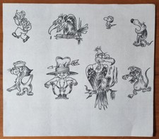 ORIGINAL 1980s HAND DRAWN, Vintage Traditional Tattoo Flash Production Sheet 8