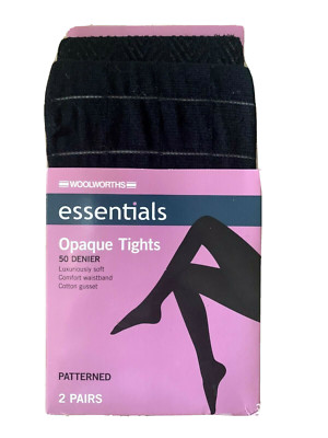 Fashion Tight Leggings Black Full Length Hosiery Cotton Woolworths Stripe Opaque