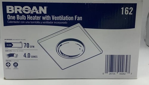Broan-NuTone 162 Type IC Infrared Single-Bulb Ceiling Heater with Fan, 1,  White