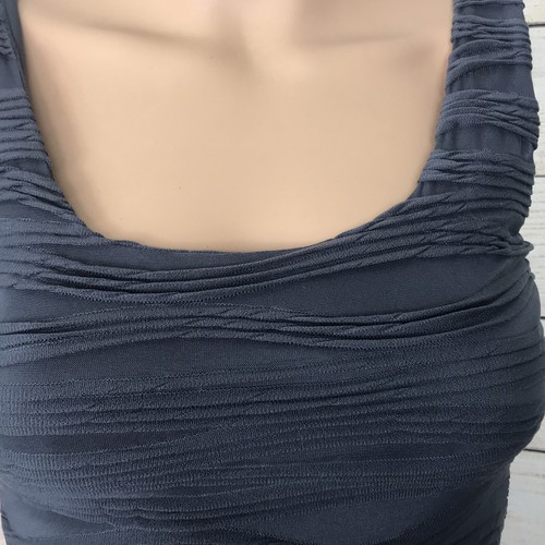 SOPRANO Gray Wavy Ribbons Stretch Knit Bandage Body-con Sexy Tank Mini Dress XS - Picture 4 of 6