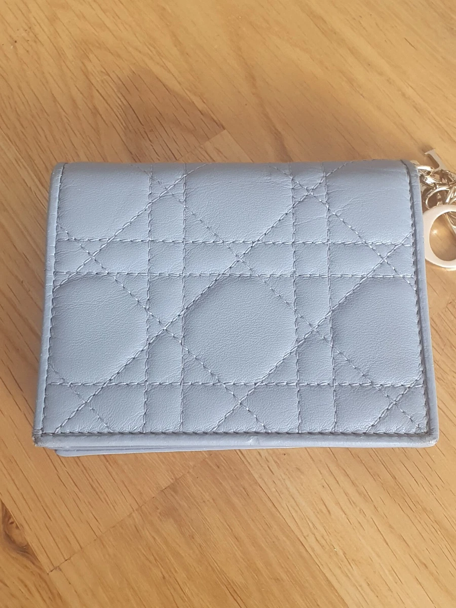 DIOR Mini Lady DIOR Wallet Cloud Blue Gold Hardware