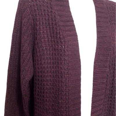 RD style women s cardigan sweater Size XS plum open front longline pockets NEW