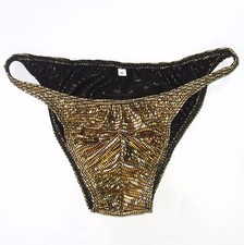 K377 FD Mens String Bikini String Narrow waist Foiled Metallic small Plaid Check