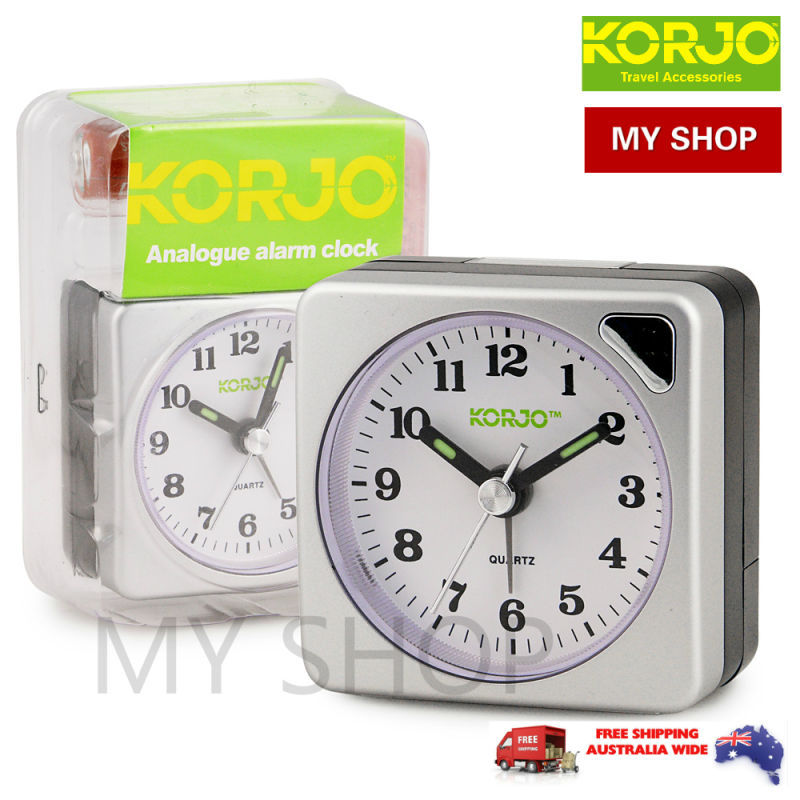 Korjo Quartz AnalogueTravel Alarm Clock ~ Glow in the dark AAC73