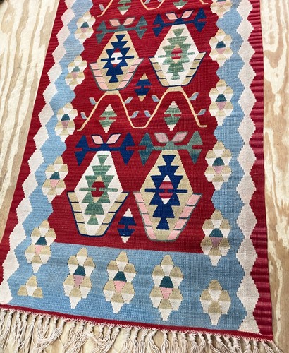 Corredor Kilim turco vintage, bonito multicolor 3' x 14',c-1970 #17511 - Imagen 10 de 10