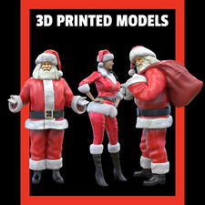 Santa Claus Resin 3d printed UNPAINTED Diorama Figure Lady Santa Train Layout