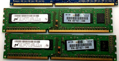 PAIR HP, ELPIDA 2GB EACH 2RX8 PC3-10600U 09-10-A0