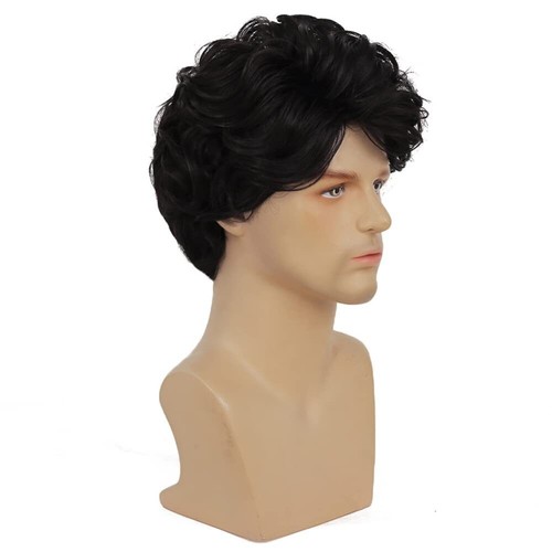 Brown Synthetic Curly Wigs Side Part Fashion Male Wig Halloween - Picture 3 of 12