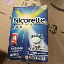 Nicorette 4mg Gum Stop Smoking Aid - White Ice Mint, 100 Count exp 2028