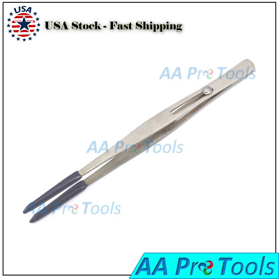 Rubber Tipped Tweezers Locking Straight Tips Slide Lock Soft PVC No Scratch 6''