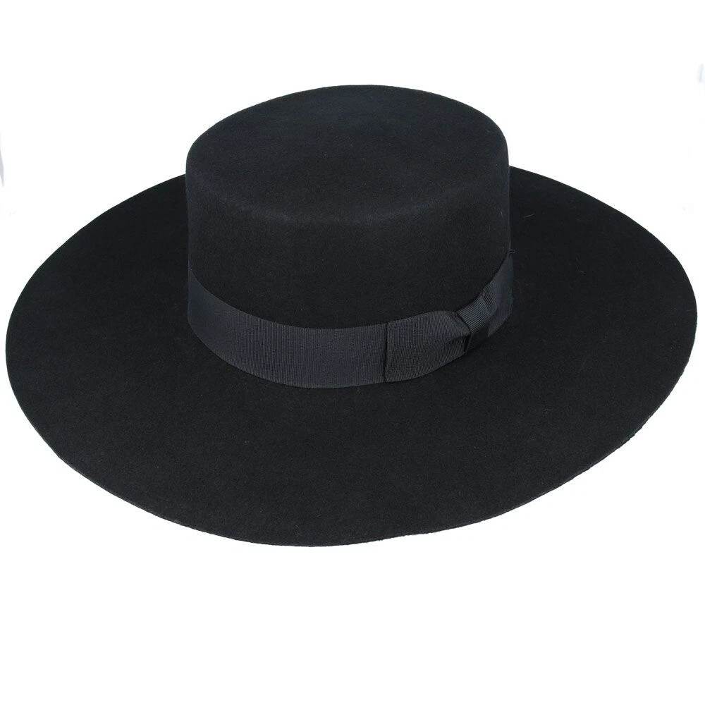 Men Bolero Hat Wide Stiff Brim Wool - 100% Wool Stiff Round Crown Western UK