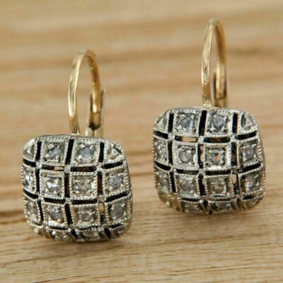 2 CT Round Cut Moissanite Drop Dangle Women's Earrings 14k Two Tone Gold Plated