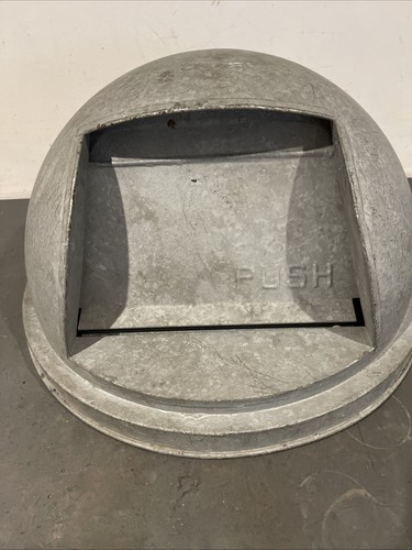 Htf Industrial Dome Galvanized Steel Trash Can Lid Push Vintage | eBay