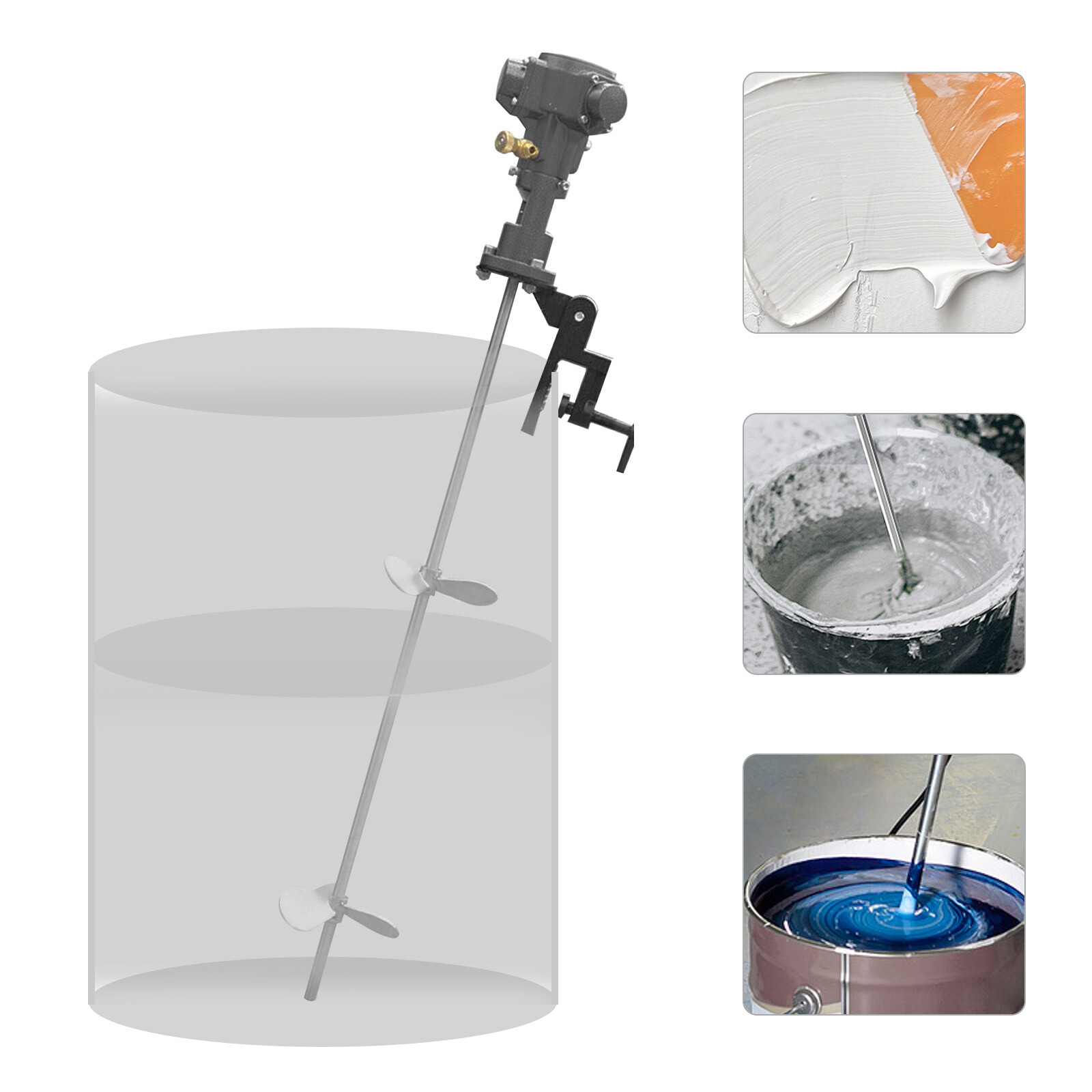 50 Gallon 1/2HP Pneumatic Mixer Rung Dope Tank 304 Stainless Blade Barrel Type