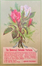 Demorest Reliable Patterns Rose Bouquet Victorian Trade Card New York 