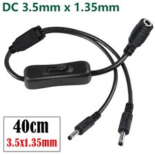 DC Power Female to 2 Male 3.5mm x 1.35mm Supply Splitter Cable Switch LED Strip
