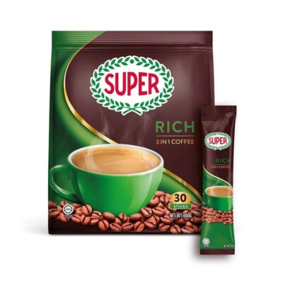 Super 3-In-1 Instant Low Fat Rich Coffee 30 Sticks x 20g ~ US SELLER