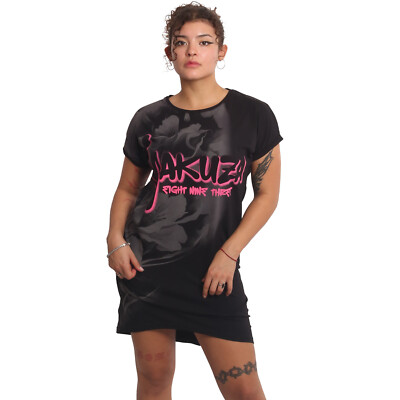 Neues Yakuza Damen Night Flower Urban T-Shirt Kleid - Schwarz