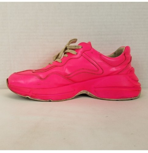 Used $790 Gucci Rhyton men's chunky low-top sneaker in neon pink US 9.5 UK 7.5 - Picture 2 of 7