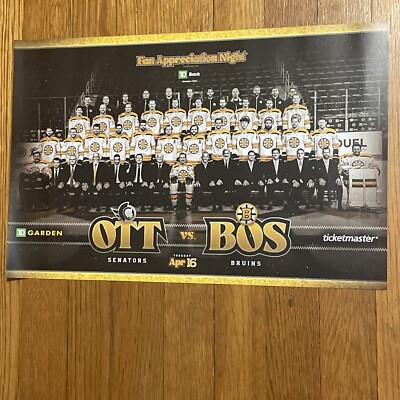 Boston Bruins 2024 Centennial Appreciation Night Team Photo Poster 4-16-2024 OTT