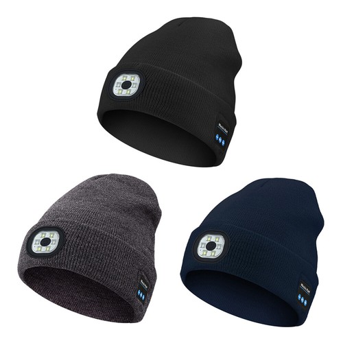 Bluetooth 5.0 Music Beanie Hat Handsfree Speaker LED Head Light Lamp Unisex Hat - Zdjęcie 10 z 21
