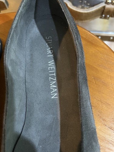 Stuart Weitzman Chic Piatti in pelle scamosciata perla US 7 M grigio WW27017 - Foto 3 di 9