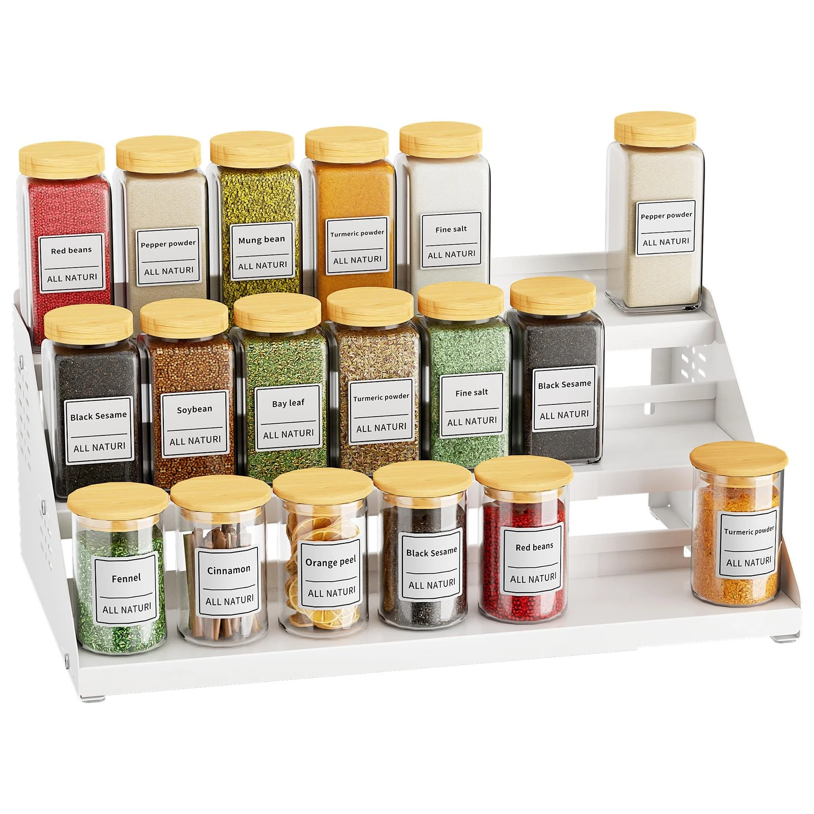 Spice Rack, Spice Organization for Cabinet - Expandable Width, 3 Tiered Spice...