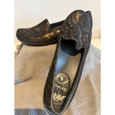 Dansko Olivia Size 7.5/8 black and gold snake print loafers Size 38