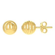 Real 14k Yellow Gold Womens 8mm Ball Stud Earrings