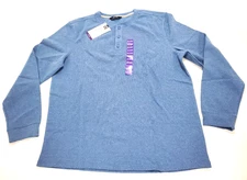 MEMBER'S MARK Slate Blue Waffle Knit Thermal Henley Pullover Shirt Mens XXL