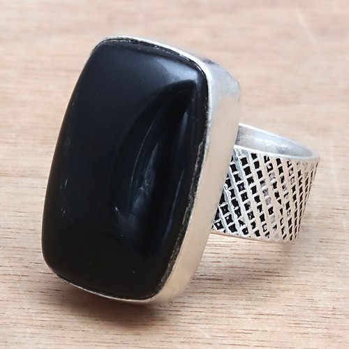 Black Spinal Gemstone Handmade Silver Jewelry  "7"