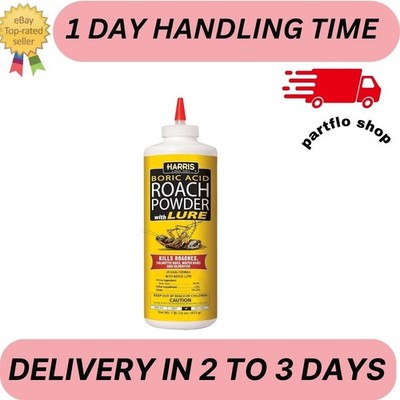 HARRIS Boric Acid Roach Powder with Lure, Indoor Use, 16oz